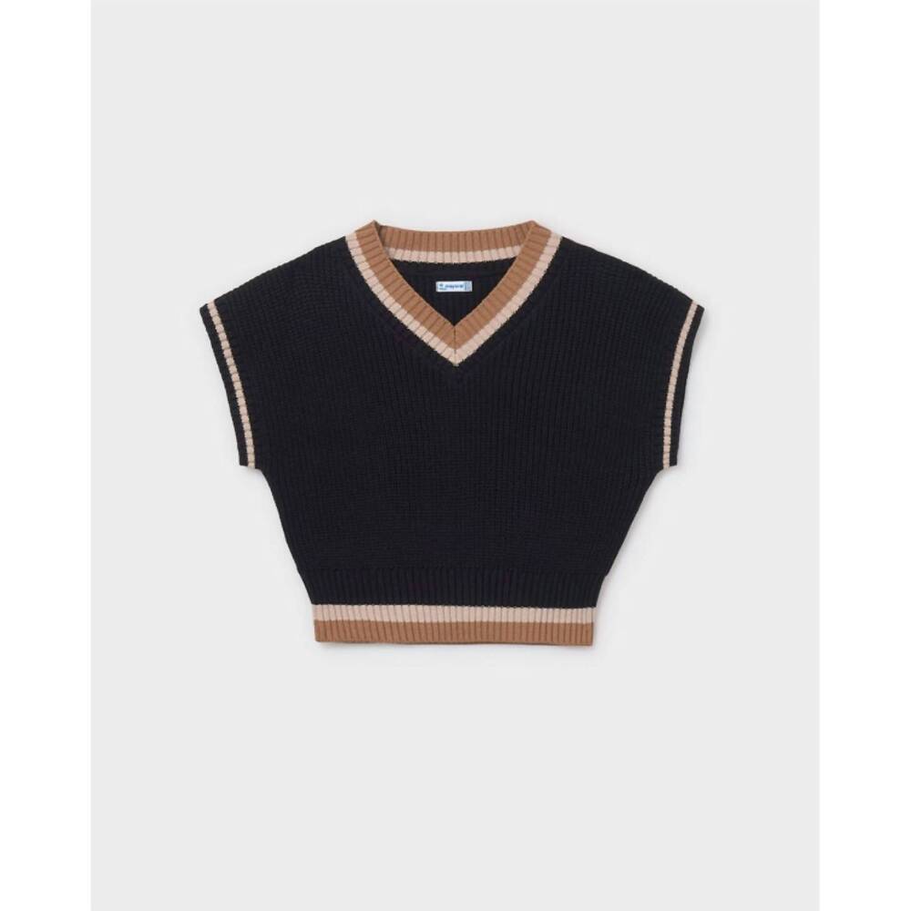 NEW MAYORAL girl's sweater vest in taupe black